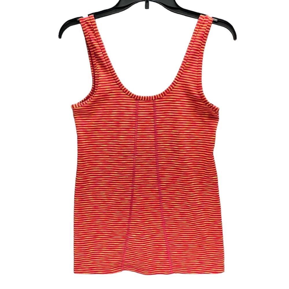 Lole Tank Top Womens S Red Orange Stripe Scoop Stretch Athletic UPF 50+ Outdoors